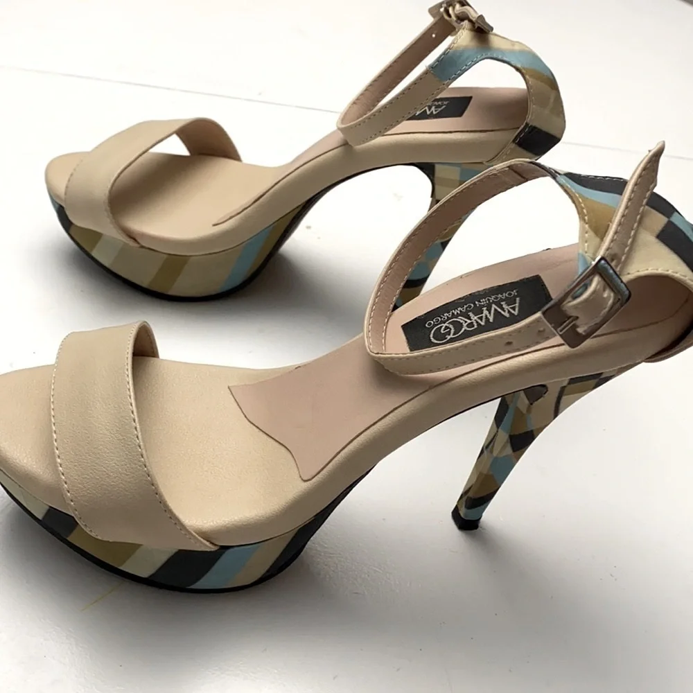Women’s Amargo Joaquin Camargo 4” Nude & Graphic Print High Heels 7 (38)